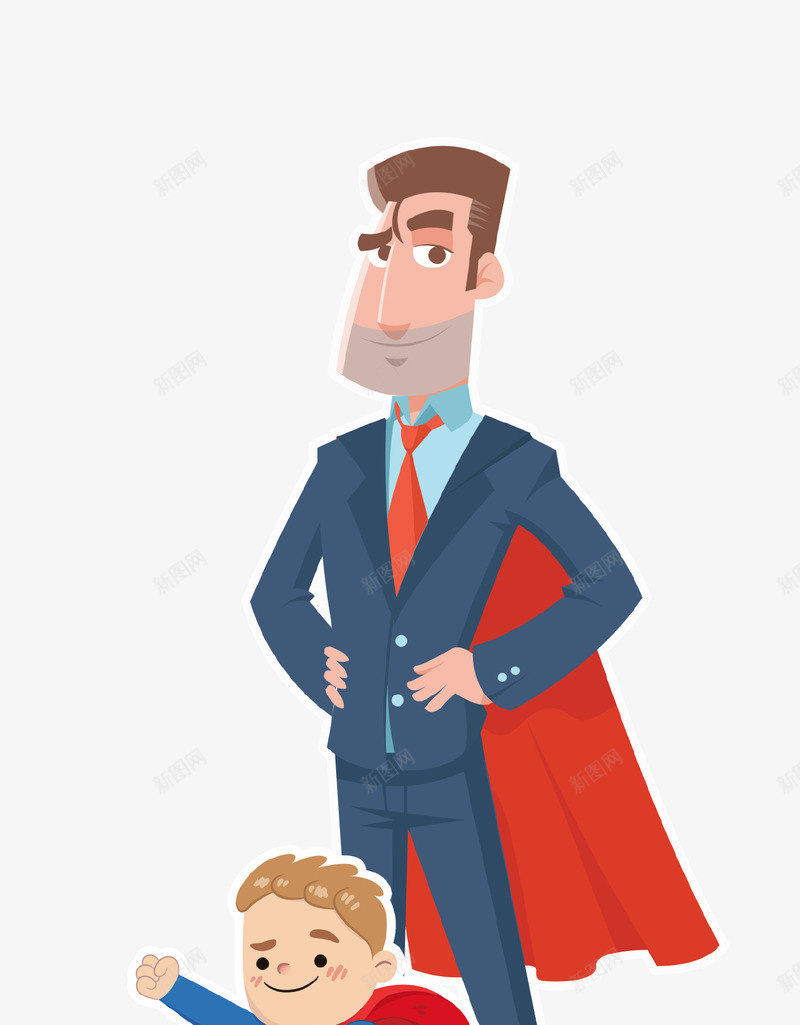 卡通超人父子插画psd免抠素材_88icon https://88icon.com 卡通 孩子 插图 插画 父亲节 父子 父爱如山 爸爸超人 超人