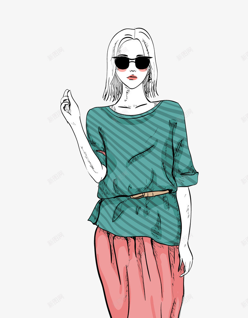 手绘时尚美女插画png免抠素材_88icon https://88icon.com T恤设计 动漫 动画 手绘 插画 时尚美女 服装设计 漫画