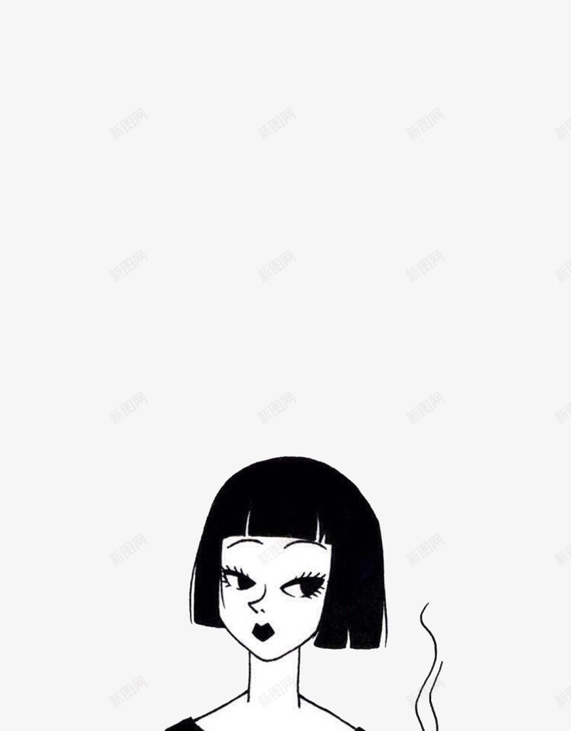 手绘线条黑白小女孩png免抠素材_88icon https://88icon.com 填色练习 宣传页设计 平面设计 手机壁纸 手绘 插画设计 时尚 漫画 简介 黑白