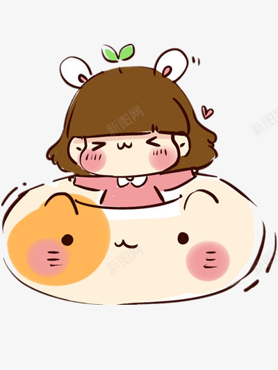 在猫咪肚子上举手的小女孩png免抠素材_88icon https://88icon.com 动物 卡哇伊 卡通 可爱 插画