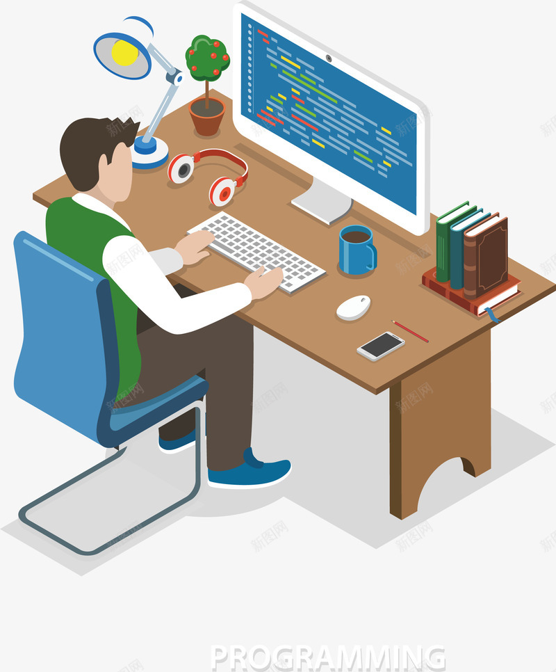 在办公室电脑边工作的白领矢量图eps免抠素材_88icon https://88icon.com 办公室 办公桌 台式电脑 工作 电脑 白领 职工 矢量图
