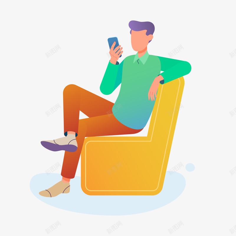 坐在沙发上看手机的男孩矢量图ai免抠素材_88icon https://88icon.com 人物设计 创意 坐在沙发上 插画设计 看手机 矢量图