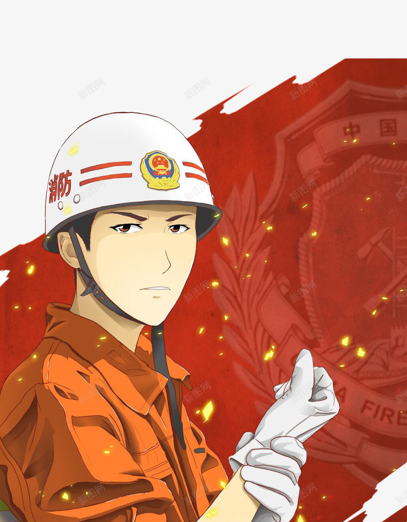 手绘风帅气消防小哥壁纸海报png_88icon https://88icon.com 中国 储气罐 卡通 插画 救火 消防 消防人员 消防安全 消防安全日 液化气罐 火灾 灭火器海报 燃气 英雄