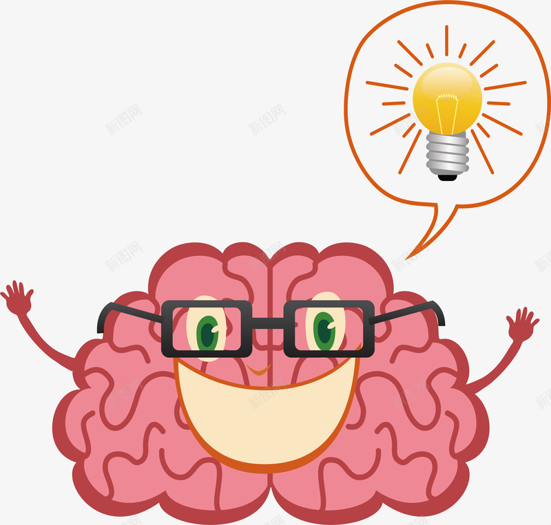 处于工作中的大脑png免抠素材_88icon https://88icon.com 创意 卡通大脑 矢量png 粉色大脑
