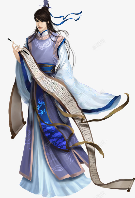 毛笔书卷古风手绘男子png免抠素材_88icon https://88icon.com 书卷 古风 手绘 毛笔 男子
