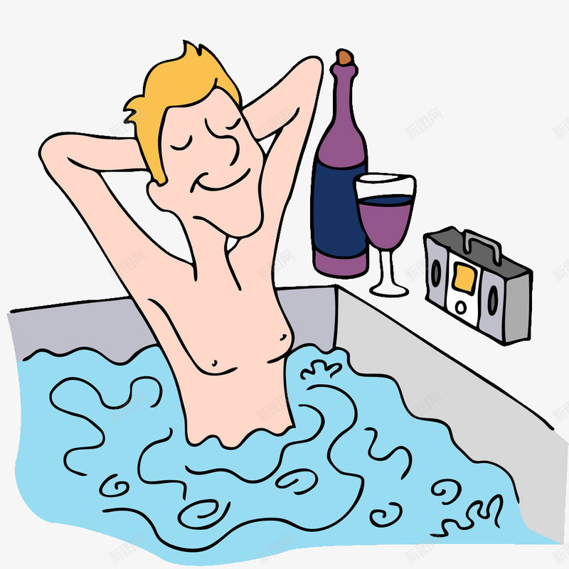 卡通插图泡澡放松心情png免抠素材_88icon https://88icon.com 享受 享受假日 度假 放松 放松心情 放松旅行 放松身心 泡澡