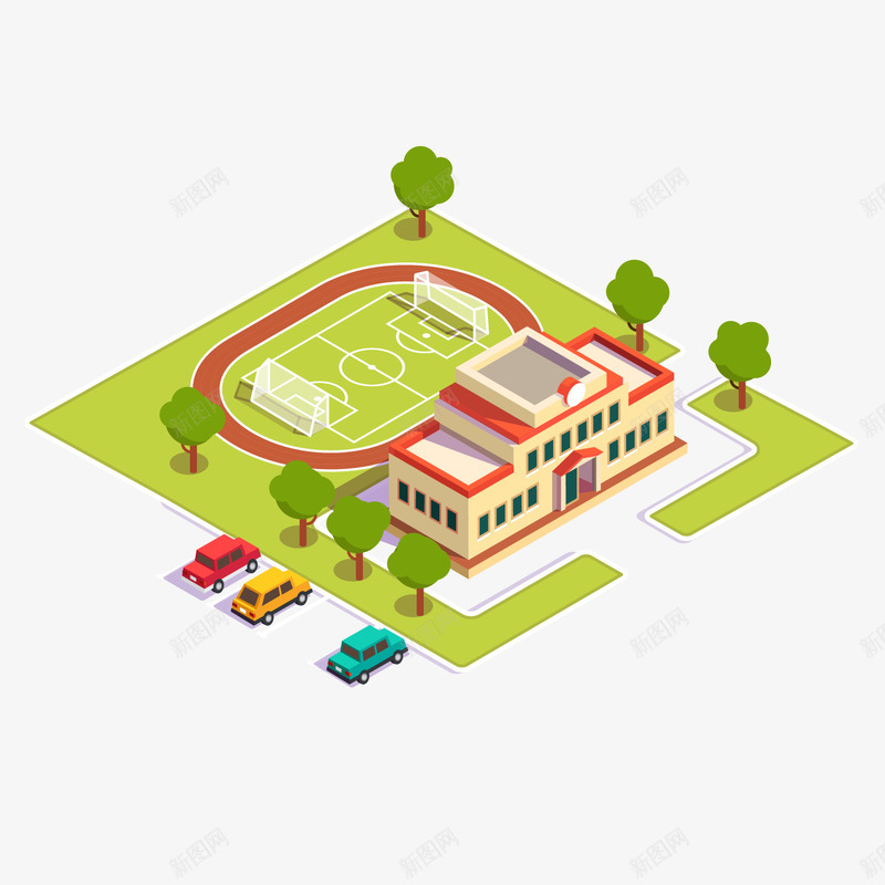 彩色创意学校操场元素矢量图ai免抠素材_88icon https://88icon.com 创意 卡通 大树 学校 彩色 插画 操场 植物 环境 矢量图