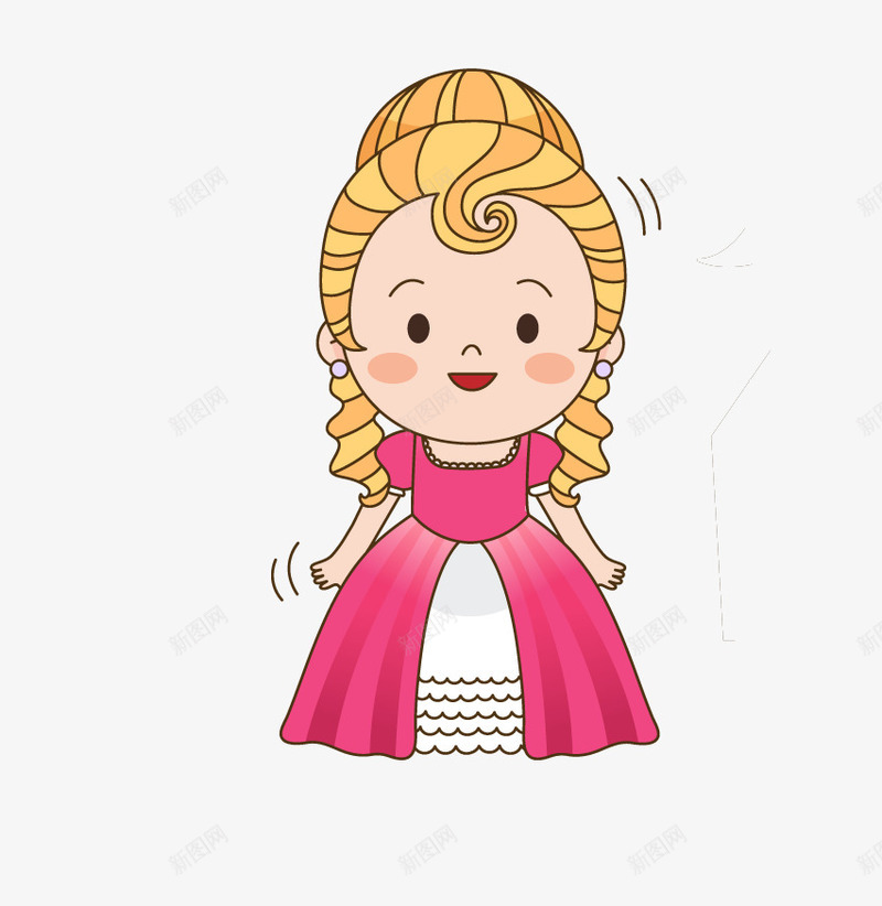 公主裙女生png免抠素材_88icon https://88icon.com 一个 公主裙 卡通 卷发 女生 手绘 红色 黄色