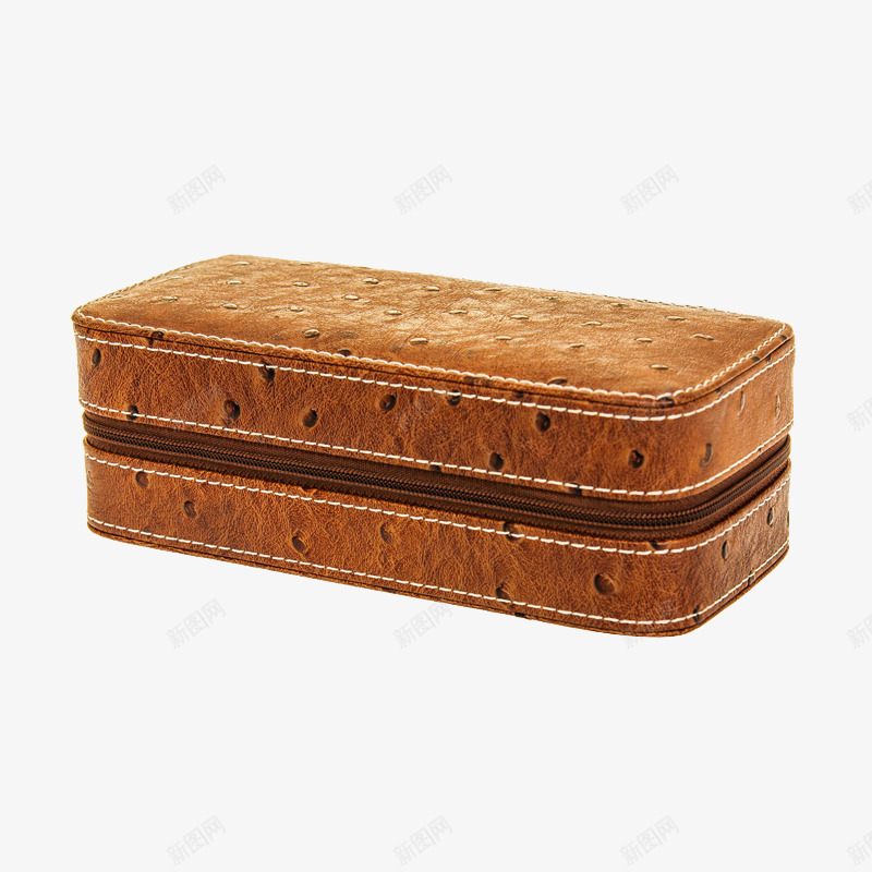 棕色鸵鸟手表皮包png免抠素材_88icon https://88icon.com 产品实物 手表包 手表收纳包 棕色鸵鸟手表皮包 真皮便携手表包 眼镜收纳盒