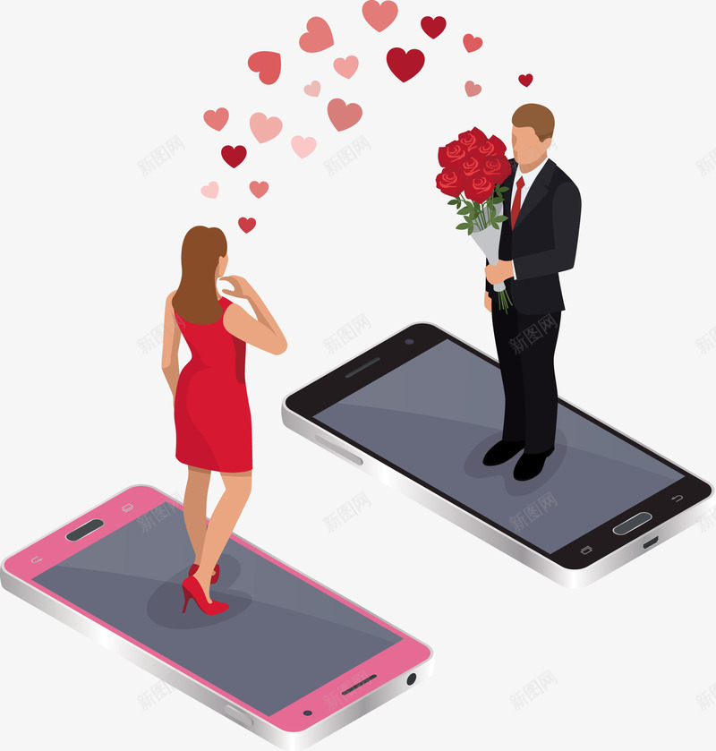 一个手机网络表白的情侣矢量图eps免抠素材_88icon https://88icon.com 情人节 情人节表白 矢量表白 网络表白 表白 表白PNG 矢量图