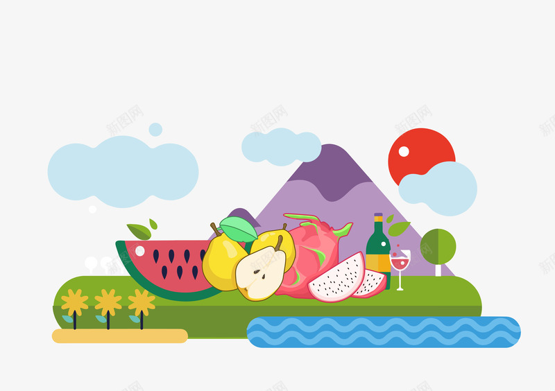 手绘卡通扁平多种水果插画矢量图ai免抠素材_88icon https://88icon.com 有机水果 水果 水果樱桃 水果生鲜 水果饮料 蔬菜水果 矢量图