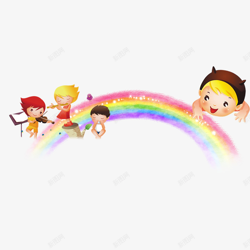 手绘卡通娃娃彩虹png免抠素材_88icon https://88icon.com 卡通 娃娃 彩虹 手绘