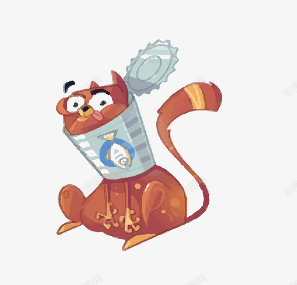 笨笨的小猫咪png免抠素材_88icon https://88icon.com 卡通 猫咪 罐头 铁