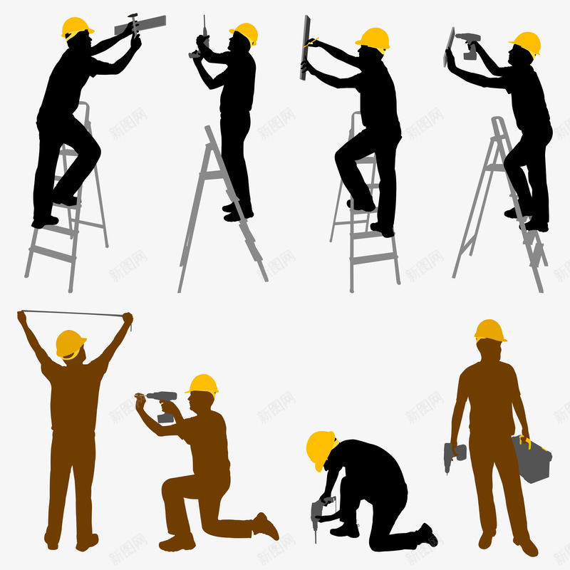 建筑工人合集水彩png免抠素材_88icon https://88icon.com 人物 卡通人物 合集 工人 建筑工人 维修工人