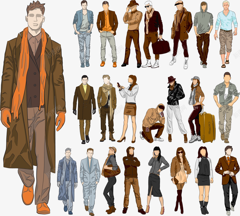 时装模特插画png免抠素材_88icon https://88icon.com 卡通人物 卡通女性 卡通男人 卡通男士 卡通美女 时尚女性 时装模特 漫画人物插图 潮流男士