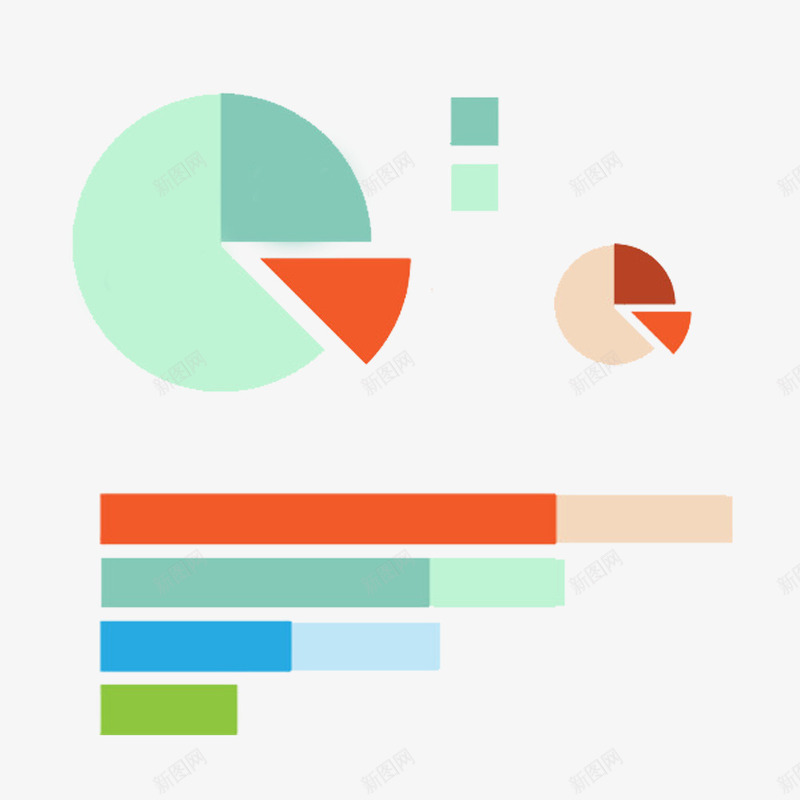 圆饼图与条形图PPT装饰png免抠素材_88icon https://88icon.com PPT装饰图案透明PNG素材 信息图表免费PNG下载 圆饼图 工作总结素材 年终总结素材 红色 绿色 蓝色