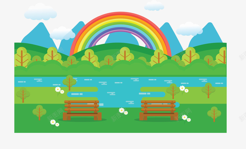 美丽湖边度假彩虹矢量图ai免抠素材_88icon https://88icon.com 度假 彩虹 湖边 湖边度假 矢量png 美丽彩虹 矢量图
