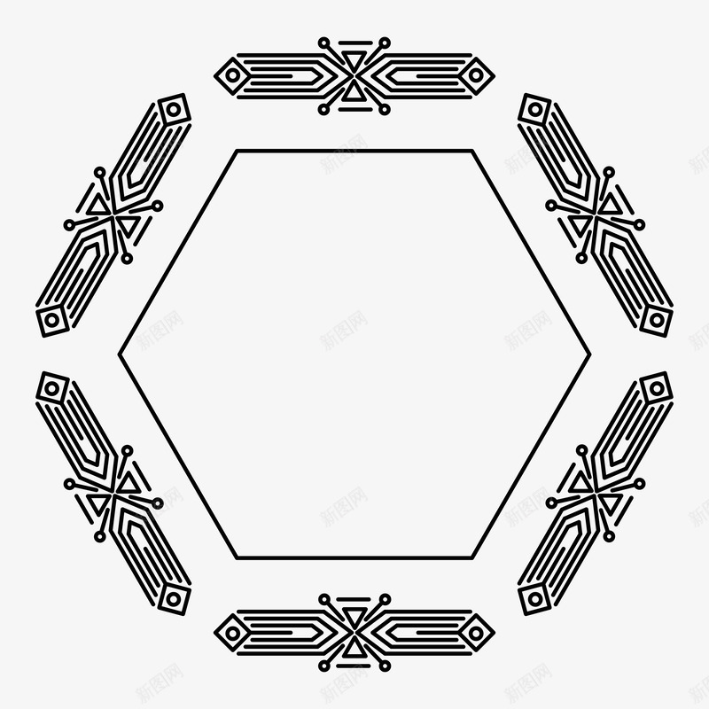 六边形边框png免抠素材_88icon https://88icon.com 对称图 手绘图 正六边形框 涂色底图 简笔图 边框