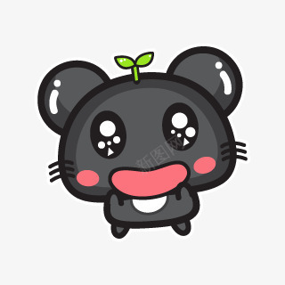 黑灰色绿叶小猫咪png免抠素材_88icon https://88icon.com 灰色 绿叶