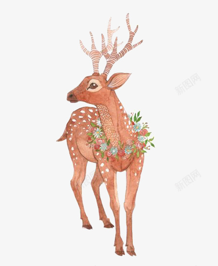 一头梅花鹿手绘插画png免抠素材_88icon https://88icon.com 一头梅花鹿手绘插画 动物 卡通梅花鹿 春天 梅花鹿 装饰