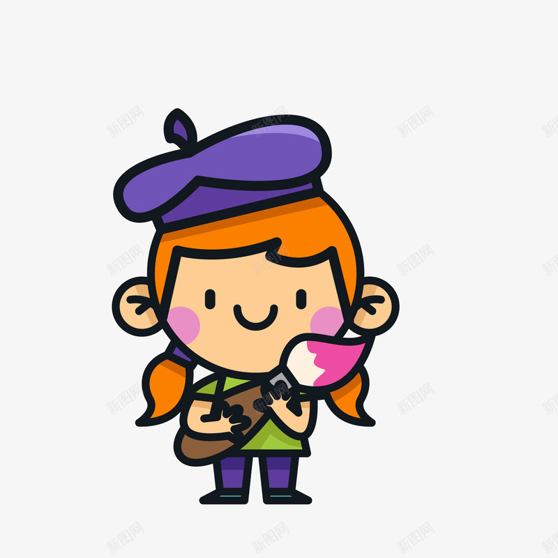 手绘画画小女生矢量图eps免抠素材_88icon https://88icon.com png免抠图 卡通 帽子 手绘 画画 画笔 美术 艺术 矢量图