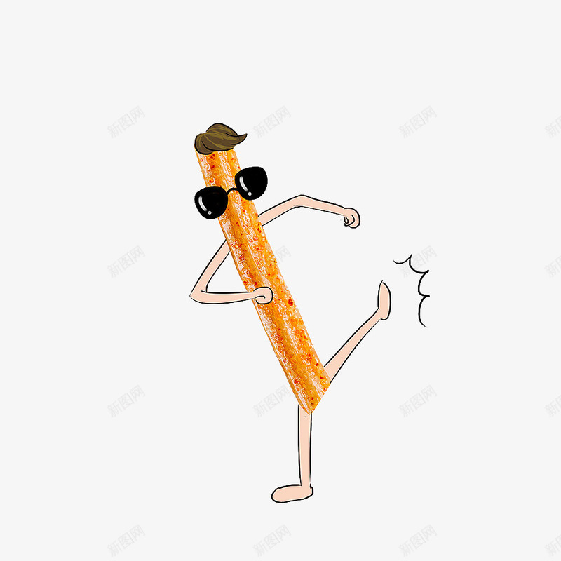 卡通酷帅眼镜拟人踢腿辣条png免抠素材_88icon https://88icon.com 功夫 卡通 小吃 拟人 插画 眼镜 美食 耍功夫 踢腿 辣度 辣条 辣条卡通 酷帅 零食