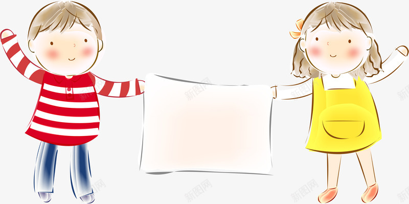 举牌儿童png免抠素材_88icon https://88icon.com AI 举牌 儿童 卡通 可爱 女孩 手绘 插画 牌子 男孩 线条