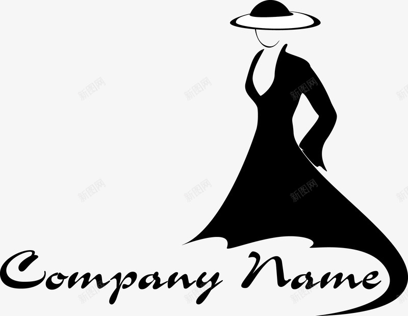 卡通服装模特png免抠素材_88icon https://88icon.com 卡通美女漫画 女性插图 性感美女 时尚女性 时装模特 矢量美女插画 长裙 长裙飘飘 黑色