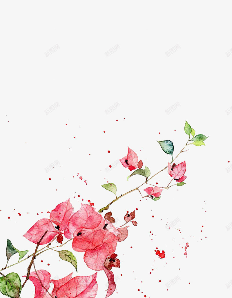 小清新红色鲜花背景png免抠素材_88icon https://88icon.com 小清新 植物 植物元素 水彩画 红色 背景装饰 鲜花