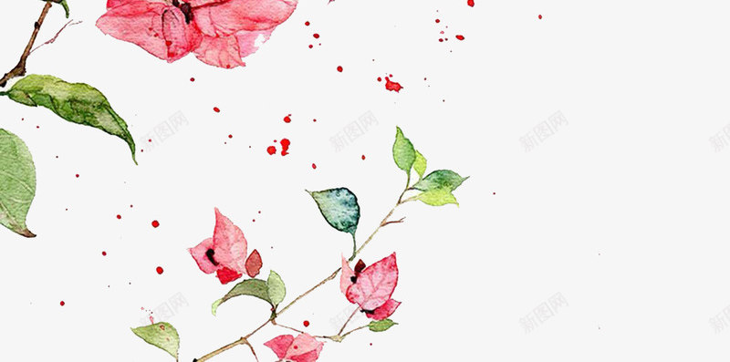小清新红色鲜花背景png免抠素材_88icon https://88icon.com 小清新 植物 植物元素 水彩画 红色 背景装饰 鲜花