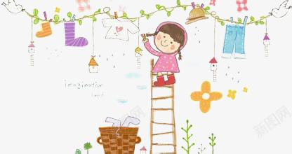 卡通小女生png免抠素材_88icon https://88icon.com 卡通 小女生 树叶 植物