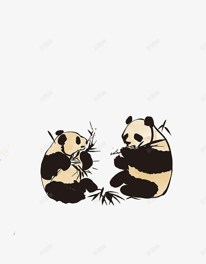熊猫竹子png免抠素材_88icon https://88icon.com 熊猫 竹子 黑白