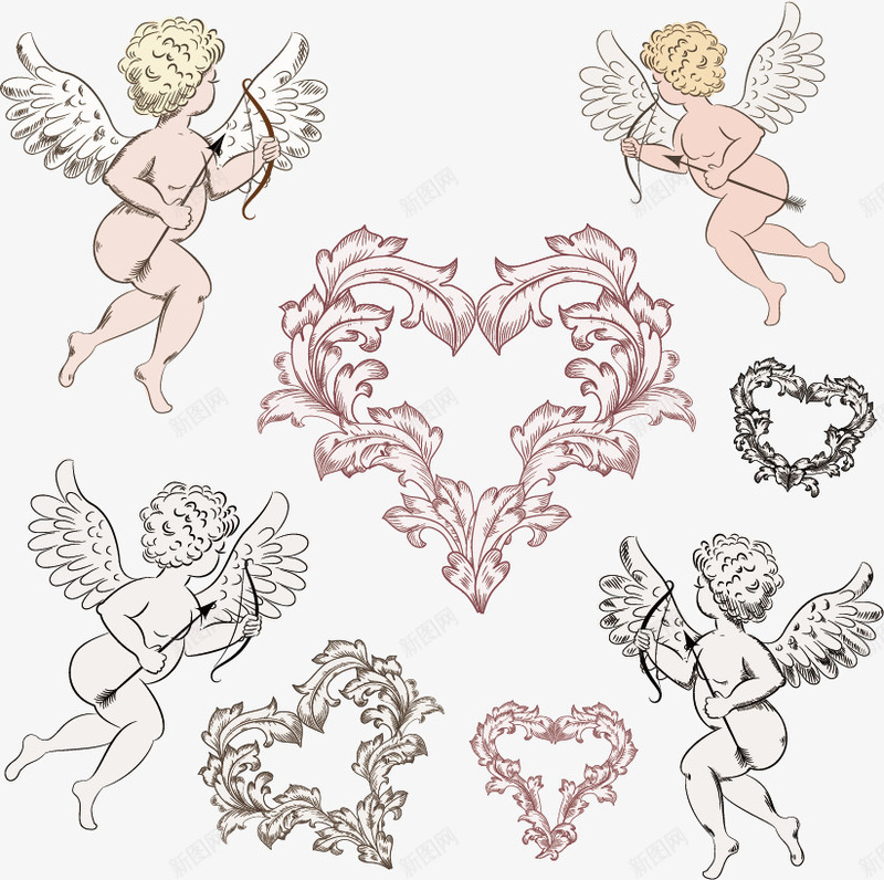 丘比特png免抠素材_88icon https://88icon.com 丘比特 天使 天使框 彩色 情人节 手绘 插图 欧式花纹 爱神 装饰图案 边框花纹