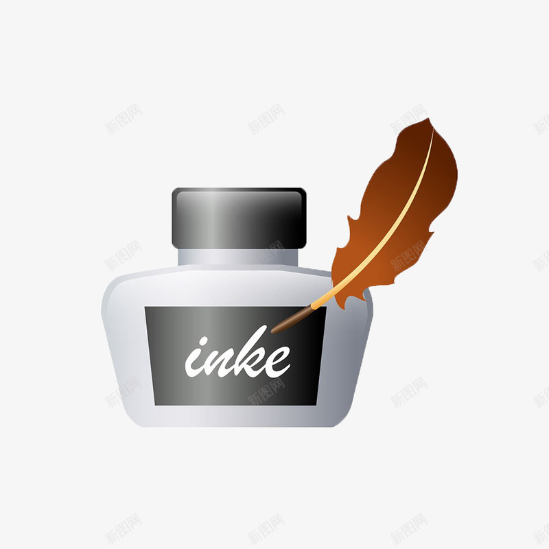 墨水羽毛笔png免抠素材_88icon https://88icon.com 书写工具 墨水 瓶子 羽毛笔