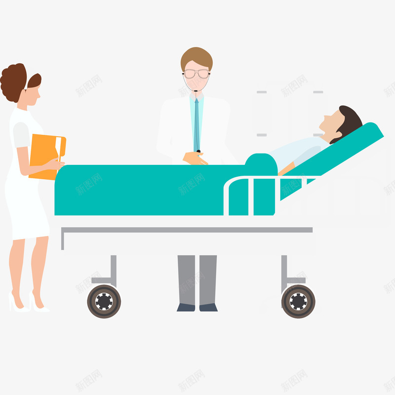 医务人员和床上的病人插画矢量图ai免抠素材_88icon https://88icon.com 医务人员和床上的病人插画 医生 医院 床 急诊 护士 病房 矢量图