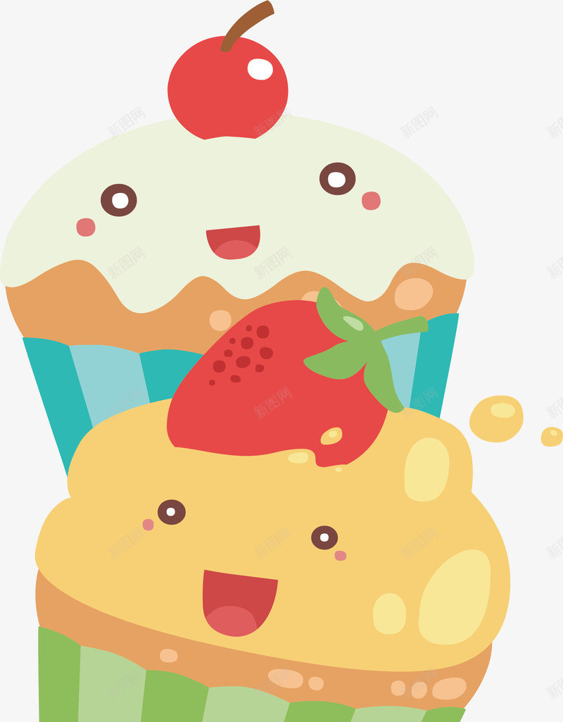 可爱的杯子蛋糕png免抠素材_88icon https://88icon.com 卡通蛋糕 可爱蛋糕 杯子蛋糕 矢量png 笑脸蛋糕 蛋糕