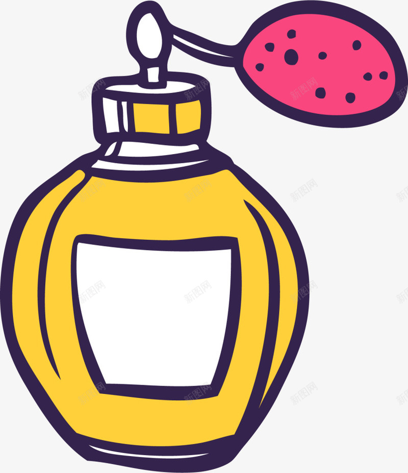 女性商品手绘香水png免抠素材_88icon https://88icon.com 一瓶香水 女性商品 手绘香水 画画 绘画 黄色香水