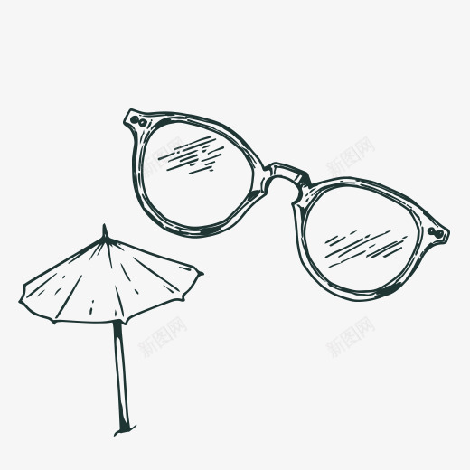 手绘的眼镜盒雨伞png免抠素材_88icon https://88icon.com PNG素材 手绘 眼镜 雨伞