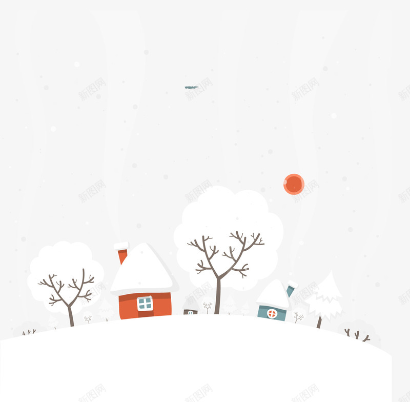 手绘冬季雪景矢量图ai免抠素材_88icon https://88icon.com 冬季 房屋 手绘 雪景 矢量图