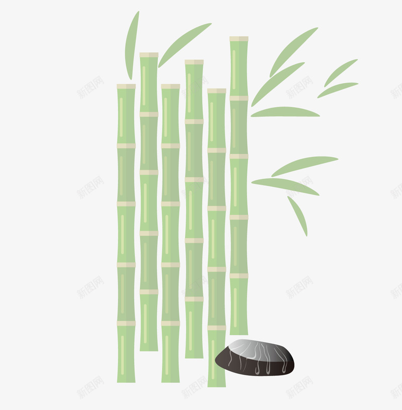 手绘绿色的竹子和竹叶矢量图ai免抠素材_88icon https://88icon.com 手绘 矢量竹子 竹叶 竹子 矢量图