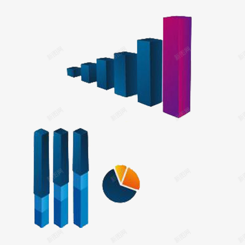 柱状体与条形图PPTpng免抠素材_88icon https://88icon.com PPT装饰图案透明PNG素材 工作总结素材 年终总结素材 扇形图 柱状体免费PNG下载 立体 饼状图