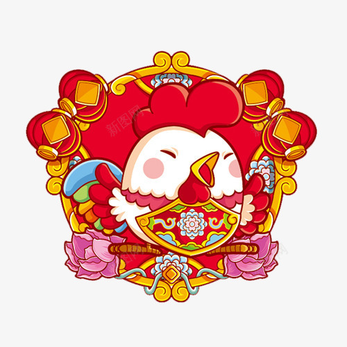 穿花衣的大公鸡png免抠素材_88icon https://88icon.com 卡通 大公鸡 新春 花衣裳