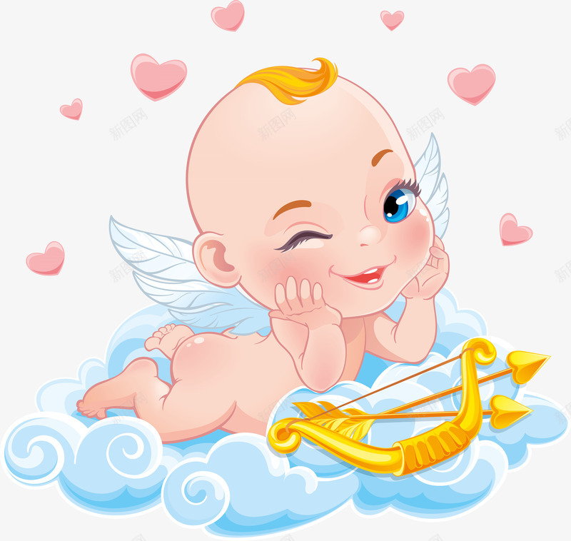 卡通小天使png免抠素材_88icon https://88icon.com 丘比特 卡通爱神丘比特 卡通爱神丘比特元素 弓箭元素