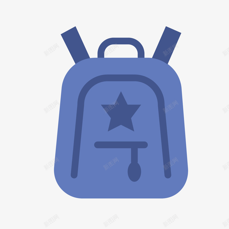 蓝色双肩背包矢量图ai免抠素材_88icon https://88icon.com 功课 双肩 学习 扁平化 手绘 文具 蓝色 矢量图