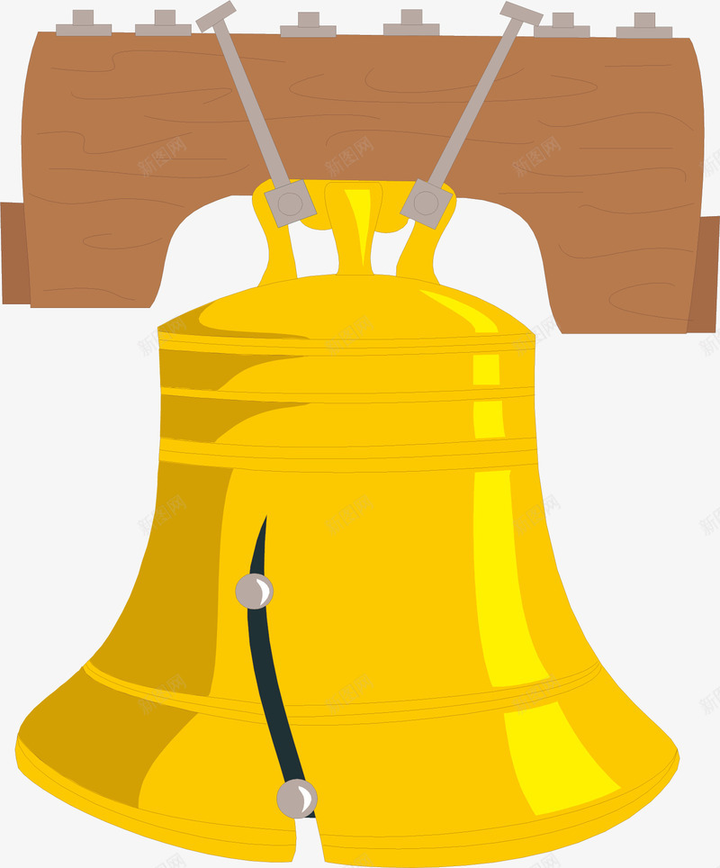 悬挂的钟片png免抠素材_88icon https://88icon.com 卡通 撞钟 金黄色的