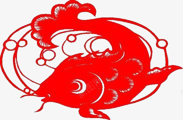 红色鱼剪纸png免抠素材_88icon https://88icon.com 剪纸 红色 镂空 鱼