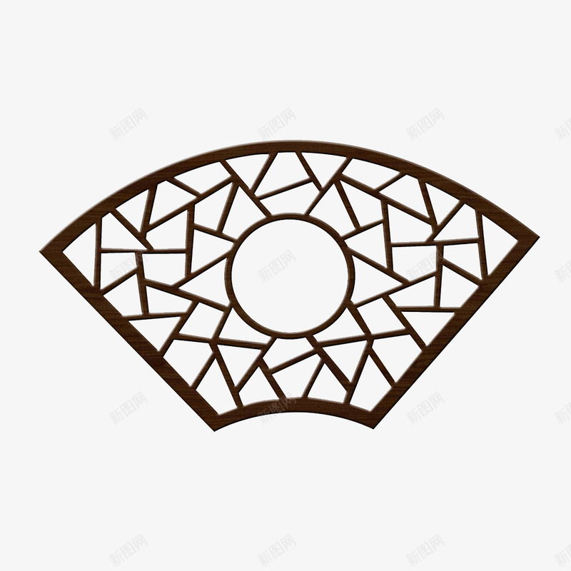 扇形镂空木雕png免抠素材_88icon https://88icon.com 扇形 简约 装饰 镂空木雕