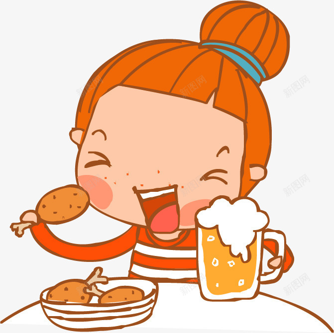 橙色卡通爱吃女孩装饰图案png免抠素材_88icon https://88icon.com 免抠PNG 女孩 家庭 橙色 爱吃 装饰图案