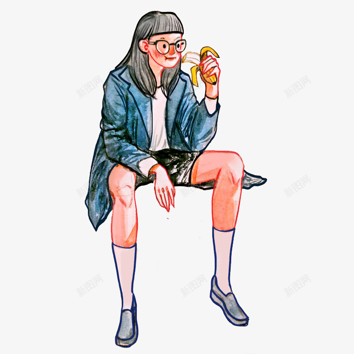 吃香蕉的女孩png免抠素材_88icon https://88icon.com 儿童 儿童插画 卡通 卡通插画 女孩 手绘 童话故事