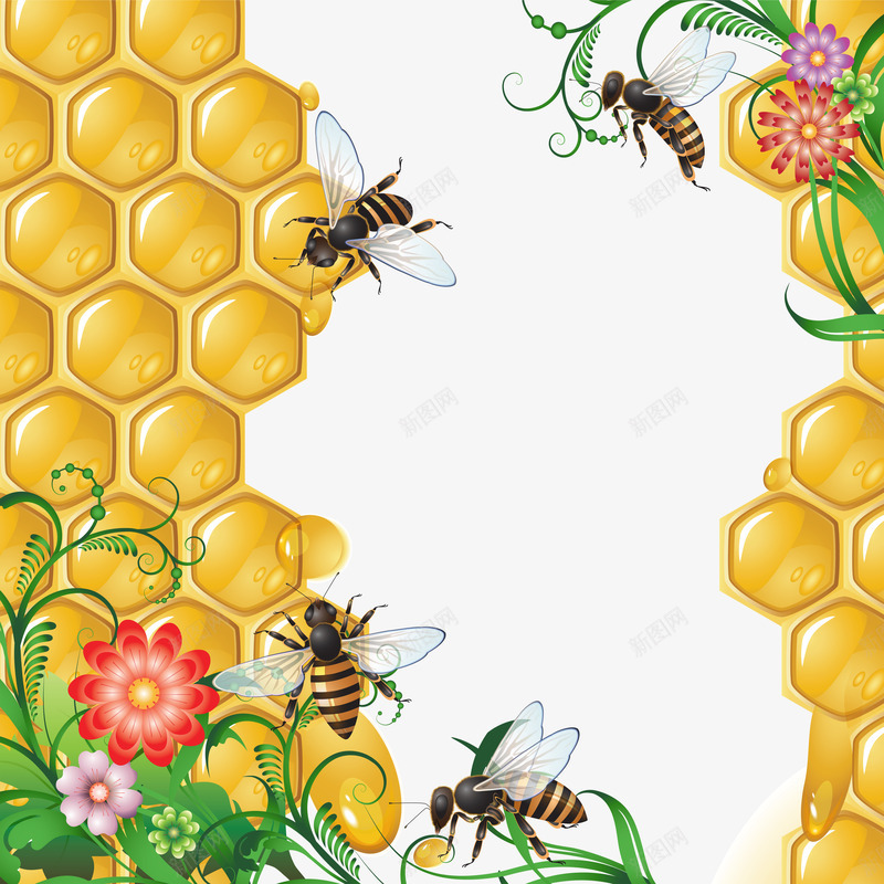 蜜蜂与蜂巢png免抠素材_88icon https://88icon.com 动物 蜂蜜 蜜蜂 采蜜 飞舞
